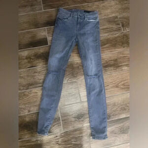 All Saints Grace Slashed Moto Distressed Skinny Jeans Sz 28
